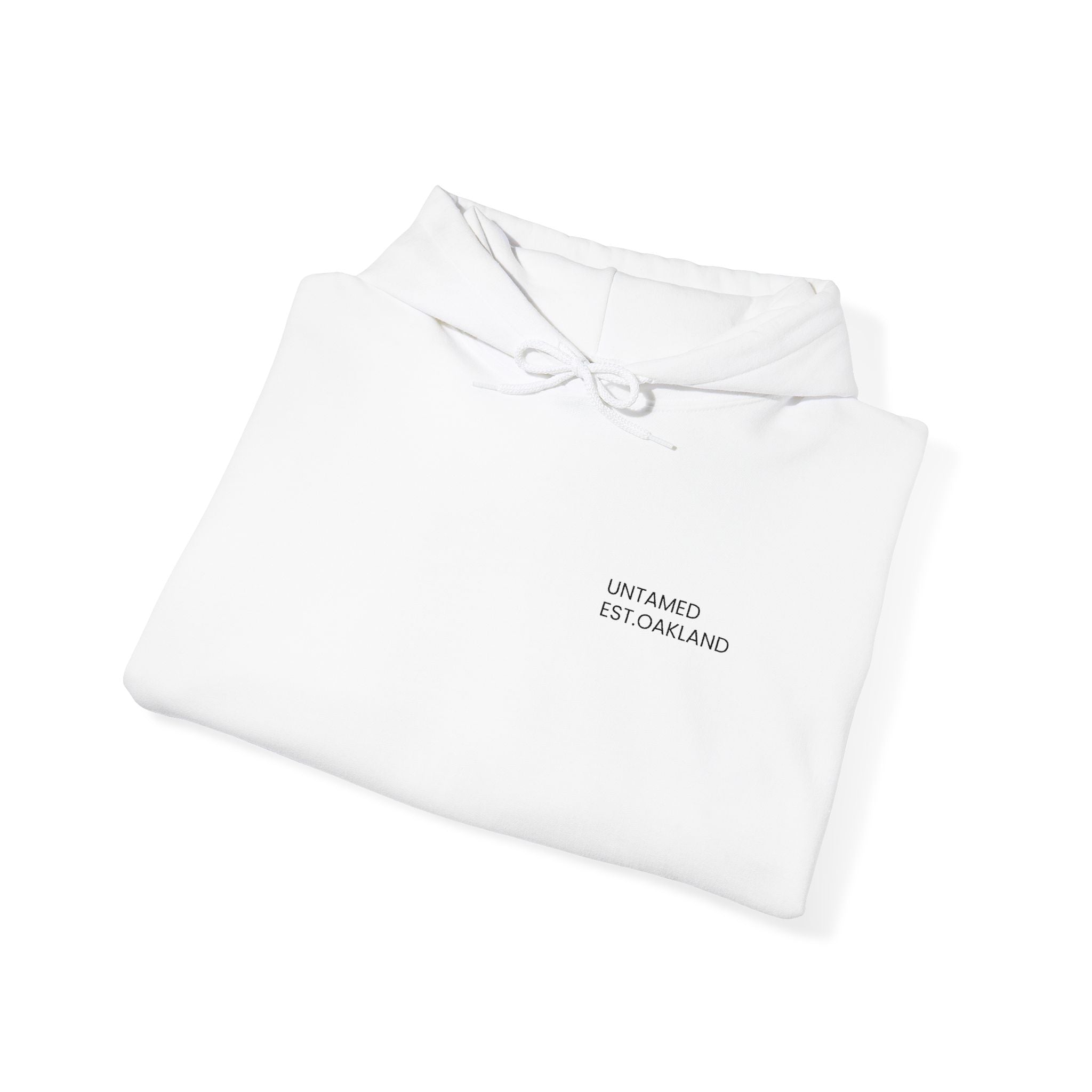 Hoodie — Minimal Small Chest Text Hoodie, Subtle White Comfort Pullover