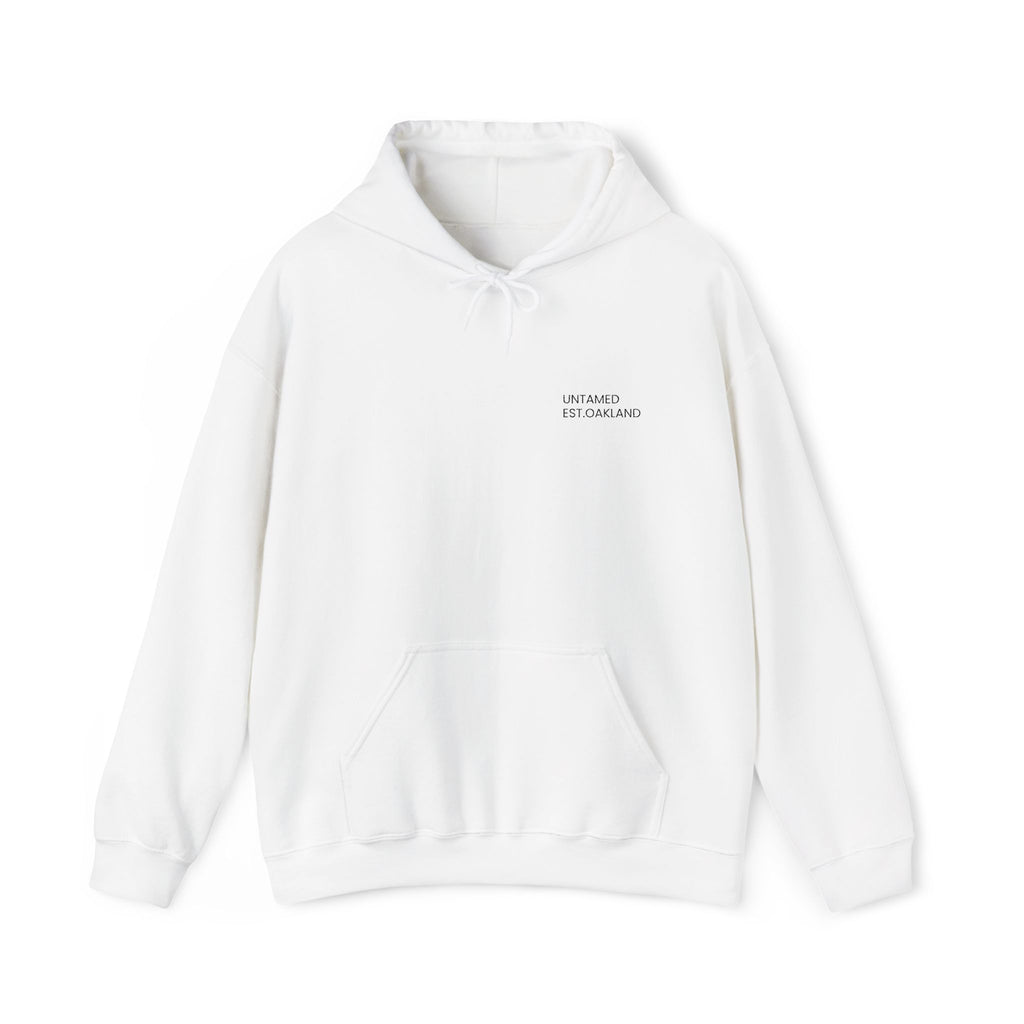 Hoodie — Minimal Small Chest Text Hoodie, Subtle White Comfort Pullover