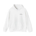 Hoodie — Minimal Small Chest Text Hoodie, Subtle White Comfort Pullover