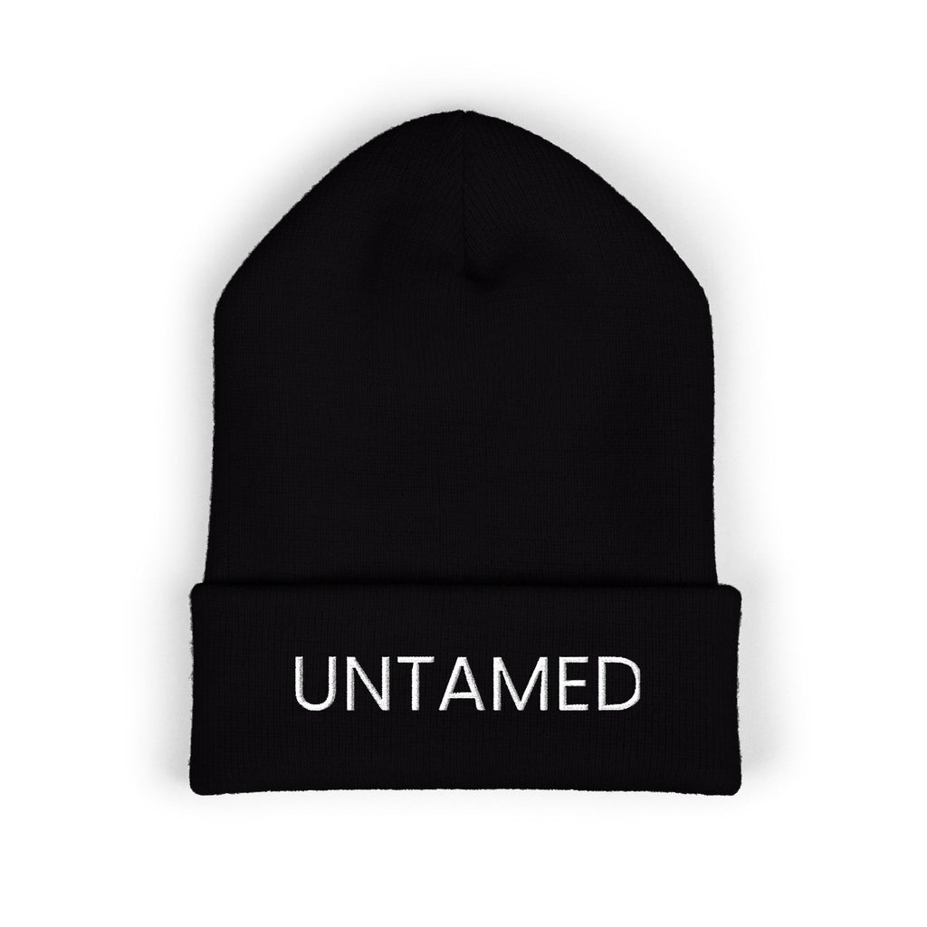 Untamed Embroidered Cuffed Beanie — Minimal Winter Knit Hat